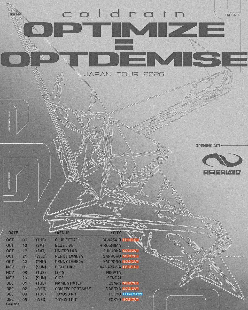 OPTIMIZE = OPTDEMISE JAPAN TOUR 2026 – coldrain.jp