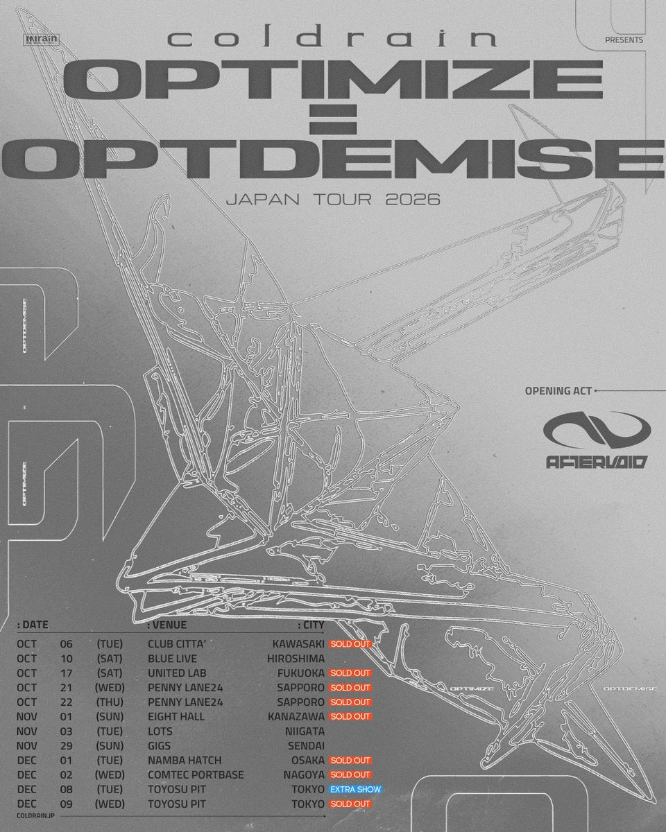 OPTIMIZE = OPTDEMISE JAPAN TOUR 2026 – coldrain.jp